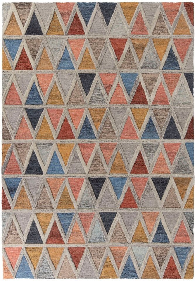 Wollteppich Moretz, FLAIR RUGS, rechteckig, Höhe: 10 mm, 100% Wolle, geometrisches Muster, mehrfarbig, fußbodenheizungsgeeignet von FLAIR RUGS