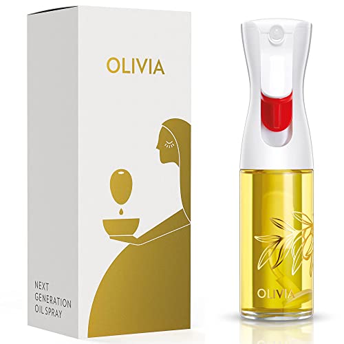 FLAIROSOL OLIVIA 130ml Glas-Ölsprüher - Kontinuierliche Ölsprühtechnik mit Portionskontrolle - Vielseitiger Ölzerstäuber zum Kochen, Salat, Grillen, Backen und für weitere Szenarien (Goldene Blätter) von FLAIROSOL