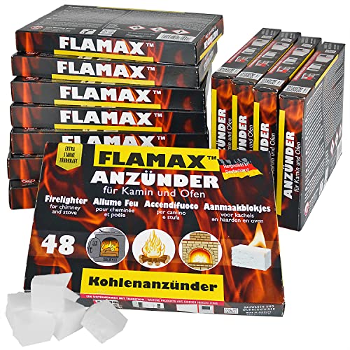 288x / 576x / 1152x Anzündwürfel Kaminanzünder Kohleanzünder Anzünder Würfel Grillanzünder Ofenanzünder Ofen Kohlenanzünder Anzündwolle Anmachwürfel Flamax, Anzahl :12 Pakete = 576 Würfel, Quadratisch von FLAMAX