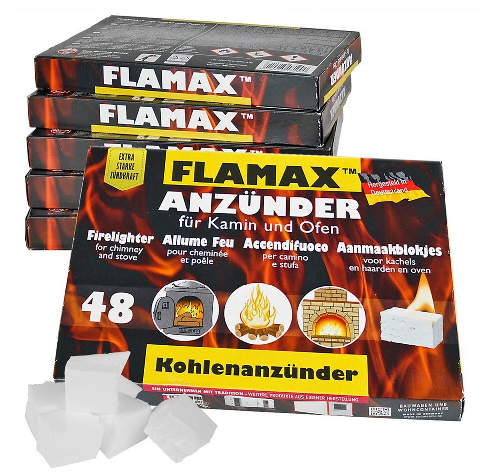 FLAMAX Grillanzünder 288x / 576x / 1152x Anzündwürfel Kaminanzünder Kohleanzünder Ofen, (288-St) von FLAMAX