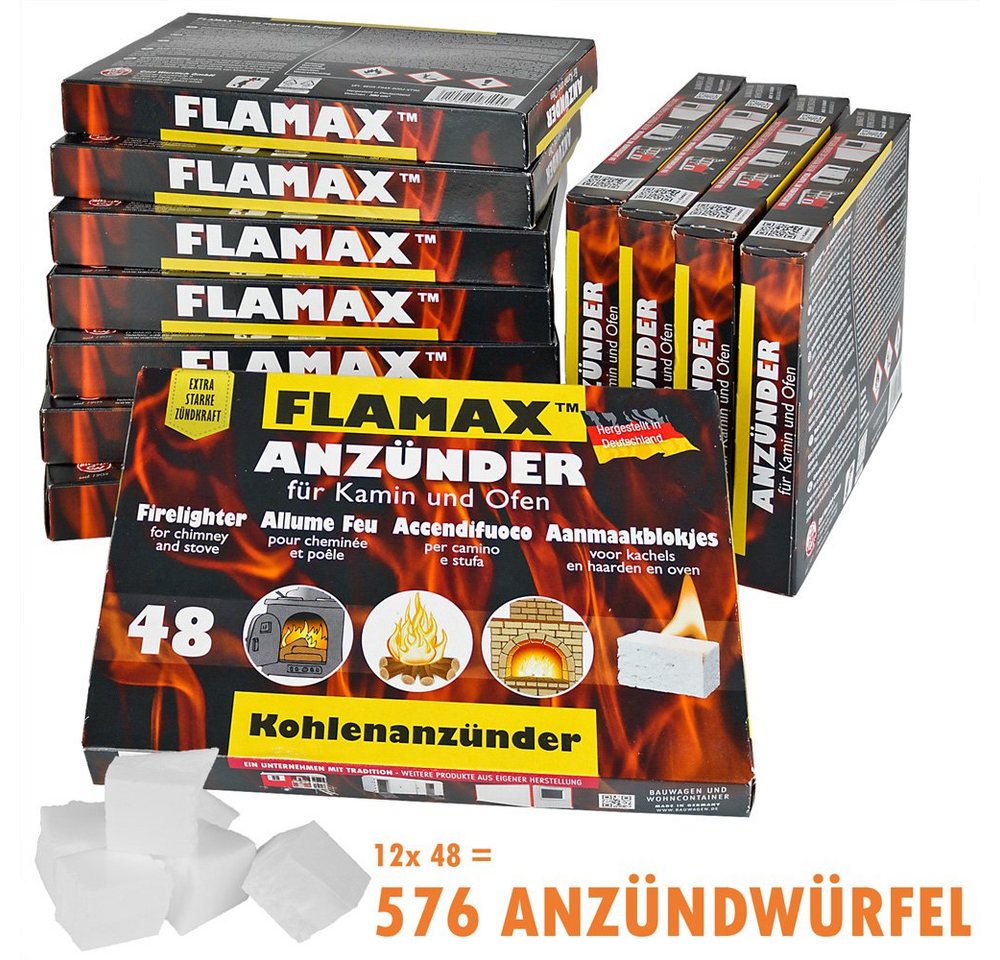 FLAMAX Grillanzünder 288x / 576x / 1152x Anzündwürfel Kaminanzünder Kohleanzünder Ofen, (576-St) von FLAMAX
