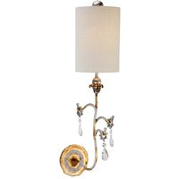 FB-TIVOLI-W1-GD Wandleuchte Tivoli 1xE27 60W silber, gold, Leinen creme, Kristalle H:68,6cm B:19,1cm dimmbar - Flambeau von FLAMBEAU