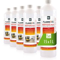 15x 1 L FLAMBIOL® Bioethanol 96,6% Premium für Ethanol-Tischkamin in Flaschen von HÖFER CHEMIE GMBH