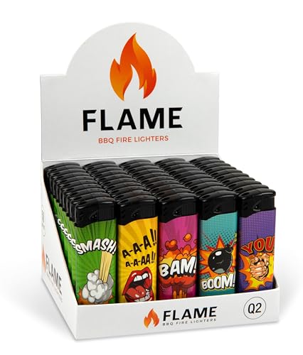 PIEZOELECTRIC Lighter FLAME Q2 Funny Motifs - Display 50 Stück von FLAME