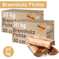 Flameup - Brennholz Fichte Kaminholz 60 kg Holz 30 cm Für Ofen und Kamin Kaminofen Feuerschale Grill Feuerholz Holzscheite Wood Kammergetrocknet von FLAMEUP