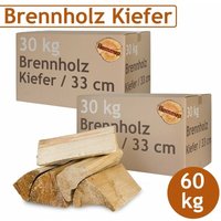 Flameup - Kiefer Brennholz Kaminholz Holz 60 kg Für Ofen und Kamin Kaminofen Feuerschale Grill Feuerholz Holzscheite Wood 33 cm kammergetrocknet von FLAMEUP