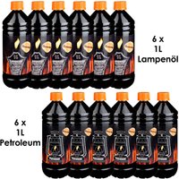 Flameup - Lampenoel Lampenöl Petroleum Set Petroleumheizung Petroleumofen Lampe Kamin Kerosin Reiniger Fackel Laterne Öl 12 Liter Öllampe flüssig von FLAMEUP