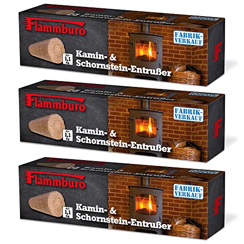 FLAMMBURO Entrußerblock - 3er Pack - Entrusser zum Entfernen von Ruß im Herdfeuer, Kaminofen und Brennraum - erhältlich im Set mit 3, 6 oder 12 Kaminentrußern/Rußentferner von FLAMMBURO