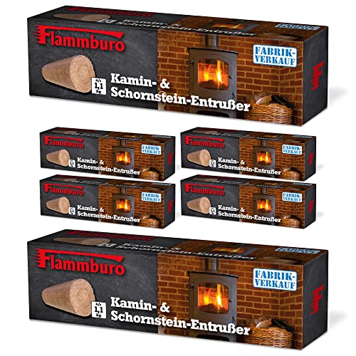 FLAMMBURO Entrußerblock - 6er Pack - Entrusser zum Entfernen von Ruß im Herdfeuer, Kaminofen und Brennraum - erhältlich im Set mit 3, 6 oder 12 Kaminentrußern/Rußentferner von FLAMMBURO