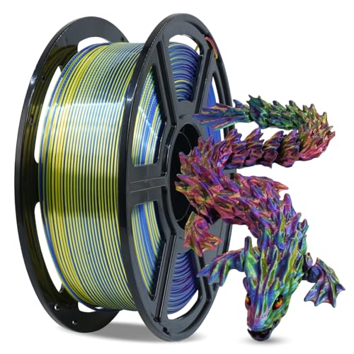 FLASHFORGE Silk Tri-Color PLA-Filament 1,75mm, Coextrusions-Rot-Gelb-Blau Dreifach-Regenbogen 3D Drucker Filament, Bezauberndes Seiden-Finish mit 360°-Mehrfarben-Farbwechseleffekt von FLASHFORGE
