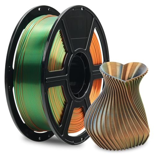 FLASHFORGE Seide Dreifarbiges Filament, Orange Blau Grün 3 in 1 Coextrusion 1.75mm, 3D Drucker Filament 1kg(2.2lbs) Spule - Maßgenauigkeit +/- 0.02mm, Seiden-PLA Farbwechsel von FLASHFORGE