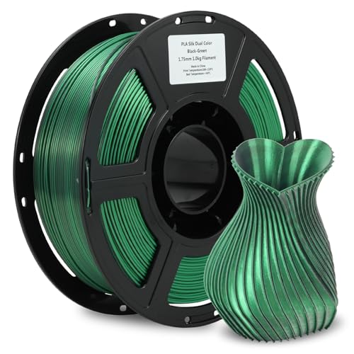 FLASHFORGE Seide Zweifarbiges Filament, Schwarz Grün 2 in 1 Coextrusion 1.75mm, 3D Drucker Filament 1kg(2.2lbs) Spule - Maßgenauigkeit +/- 0.02mm, Seide PLA Farbwechsel von FLASHFORGE