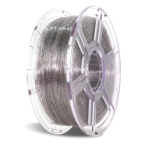 FLASHFORGE Sparkle Clear PLA Filament 1.75mm, 3D Drucker Filament Glänzendes Sparkle PLA mit Glitter, 1KG (2.2lbs) Transluzente Spule, Maßgenauigkeit +/- 0.02mm, Glänzende und schillernde Filamente von FLASHFORGE