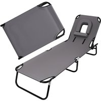 Klappbett, Nickerchenbett, vierfach verstellbarer Winkel, abnehmbares Kissen, mit Gesichtsöffnung, 189×56×27cm, grau. Klappbett, Nickerchenbett, vierfach verstellbarer Winkel, abnehmbares Kissen, mit Gesichtsöffnung, 189×56×27cm, grau. von FLASIDU