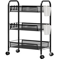 Küchenwagen, 3-stufiger stapelbarer Obst- und Gemüsekorb aus Metallgeflecht mit 360-Grad-Rädern Küchenwagen, 3-stufiger stapelbarer Obst- und Gemüsekorb aus Metallgeflecht mit 360-Grad-Rädern von FLASIDU