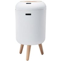Mülleimer, hoher Holzsockel mit Sensordeckel, 22,5 × 22,5 × 41,5 cm, Betrieb mit AA-Batterien (Batterien nicht im Lieferumfang enthalten). von FLASIDU
