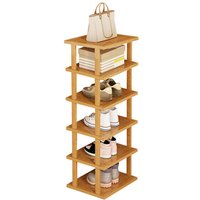 Sechs Schichten stabile Struktur wasserdicht große Kapazität Bambus große Last tragende Mehrzweck-Eingang Schuhe Storage Organizer Regal von FLASIDU