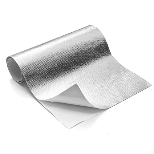 FLASLD Aluminisierte Hitzeschutzmatte, thermische Barriere, selbstklebende Rückseite, Hitzedecke, 30,5 x 61 cm, Fiberglas-Isolierung, reflektierendes Material, hoher Temperaturschutz von FLASLD