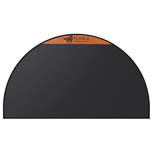 FLASLD Feuerfeste Kaminmatte, 61 x 104 cm, halbrund, schützt Böden vor Funken, Glut, silikonbeschichteter Glasfaser-Teppich von FLASLD