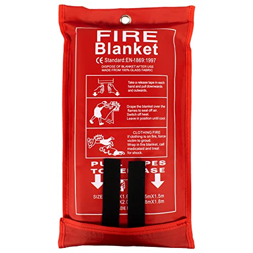 FLASLD Feuerschutzdecke für Küche, Camping, Grill, Notfall-Überlebensdecke, schwer entflammbar und feuerfest (1,2 m x 1,8 m) von FLASLD