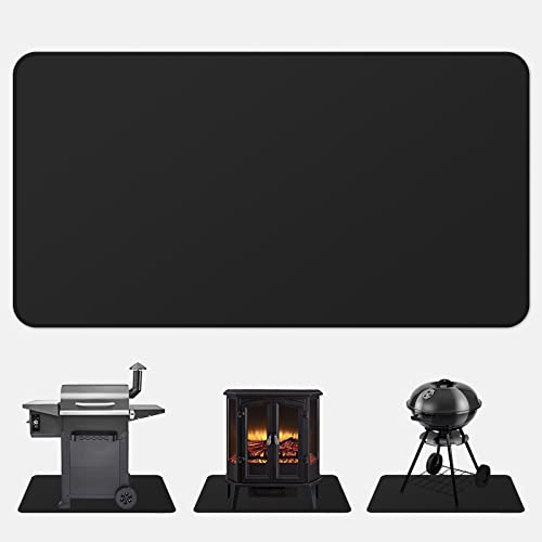 FLASLD Fire Resistent Kamin Herd Teppich 61 x 106 cm, Gas Grill Splatter Mat Hitzebeständig Non Stick BBQ Patio Protector Grilling Gear, Floor Protective Rug von FLASLD