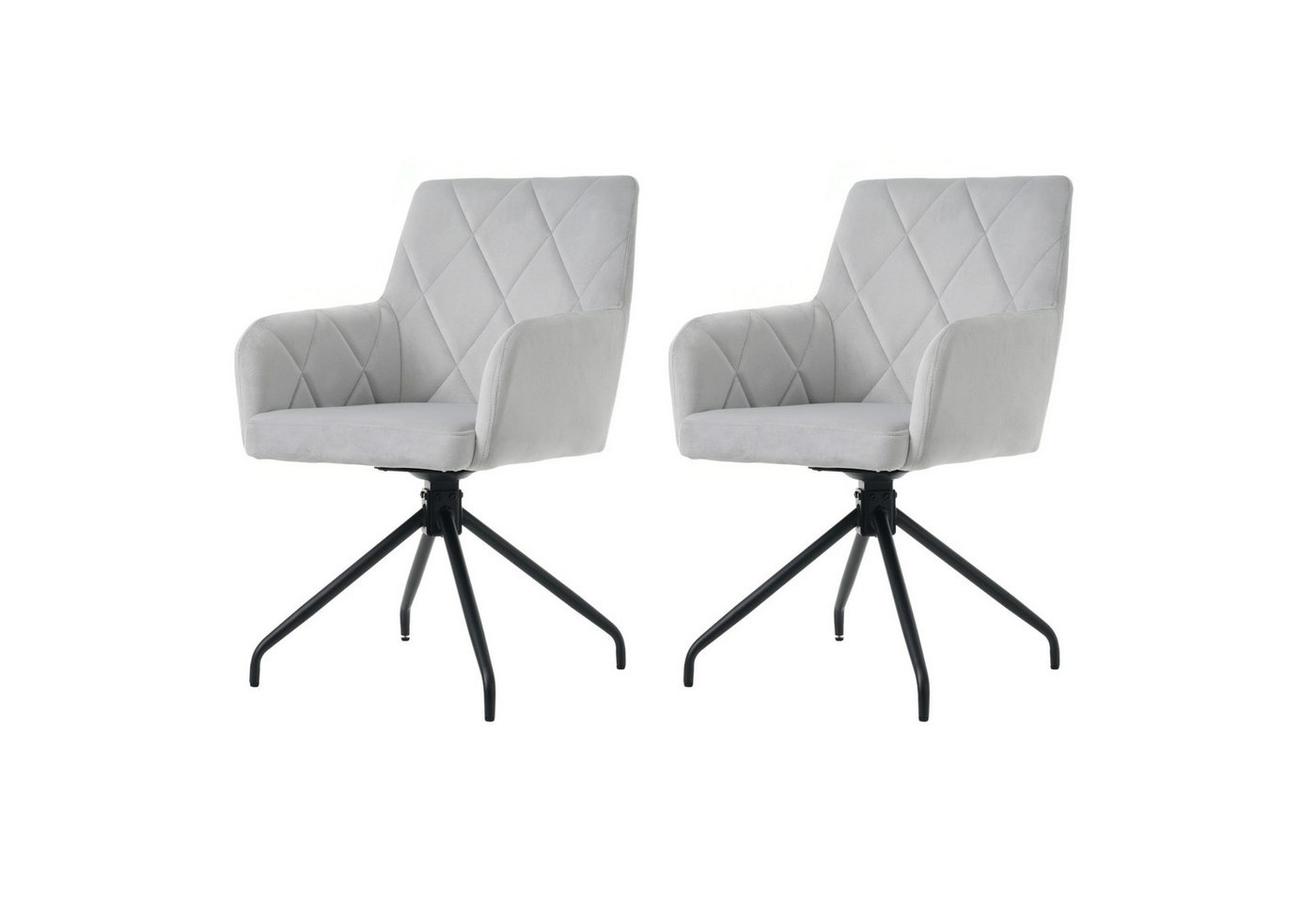 IDEASY Armlehnstuhl 2er Set 360° Drehbarer Esszimmerstühle mit Rautenmuster, Lounge-Stuhl (2 St), 2er Set von IDEASY