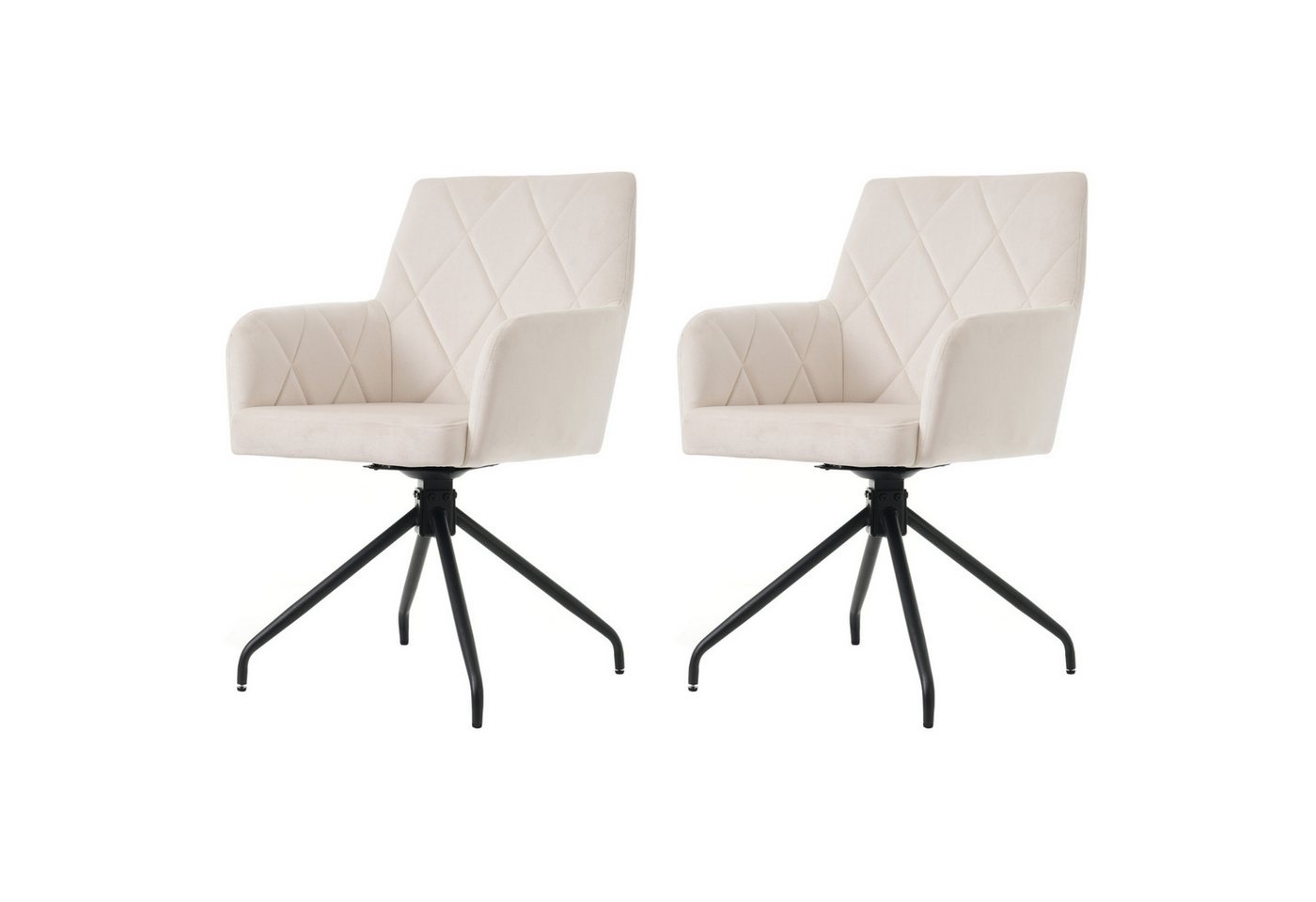 IDEASY Armlehnstuhl 2er Set 360° Drehbarer Esszimmerstühle mit Rautenmuster, Lounge-Stuhl (2 St), 2er Set von IDEASY