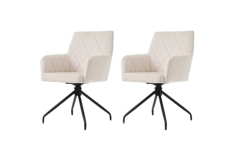 IDEASY Armlehnstuhl 2er Set 360° Drehbarer Esszimmerstühle mit Rautenmuster, Lounge-Stuhl (2 St), 2er Set von IDEASY