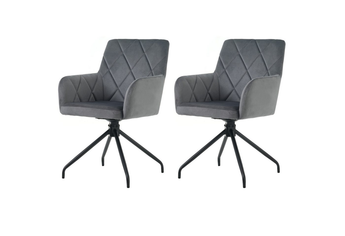 IDEASY Armlehnstuhl 2er Set 360° Drehbarer Esszimmerstühle mit Rautenmuster, Lounge-Stuhl (2 St), 2er Set von IDEASY