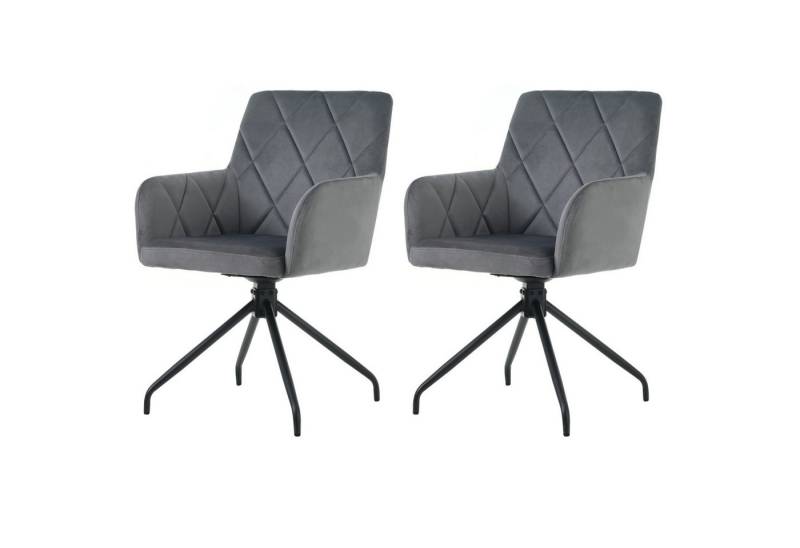 IDEASY Armlehnstuhl 2er Set 360° Drehbarer Esszimmerstühle mit Rautenmuster, Lounge-Stuhl (2 St), 2er Set von IDEASY