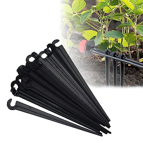100 Stück Micro Drip Rohrhalter PE Gartenschlauch Microdrip Erdnägel Schwarz Leitungshalter Tropfrohr Schlauchhalter Micro Drip 11cm lang Gartenschlauch Erdanker Befestigungsanker für Garten von FLAVNTEL