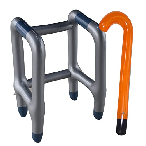 Aufblasbare Gehhilfe + Aufblasbarer Spazierstock/Gehstock - das perfekte Set für Ihr Kostüm als Oma oder Opa zum Karneval/zum Karneval oder Geburtstag von FLAVNTEL