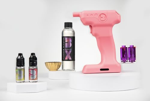 The Official Patented Flavour Blaster Mini Kit Cocktail Smoker Kit, Home Bar Cocktail Bubble, Smoke Bubble, Cocktail Garnish, Home Barkeeper Flavoured Bubble Smoke, Smoking Gun (Blush Pink) von FLAVOUR BLASTER