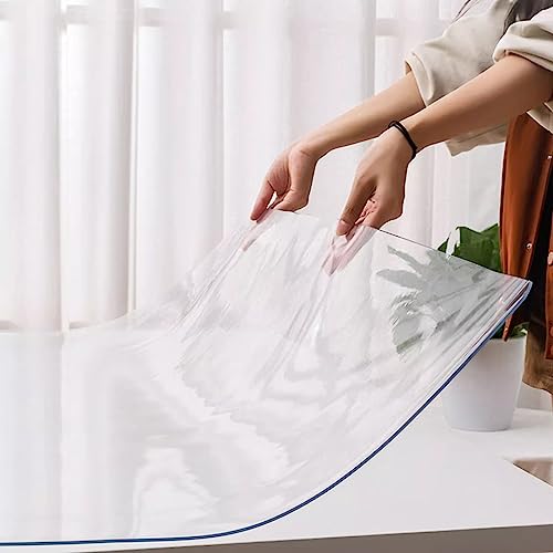 Transparente Tischdecke, 1,5 Mm Dick, Transparente Tischdecke, Wasserdichter PVC-Tischdeckenschutz, Esstisch-Kunststoff, Wasserdichter Transparenter Tischdeckenschutz (150x150cm/59x59in) von FLAVYO