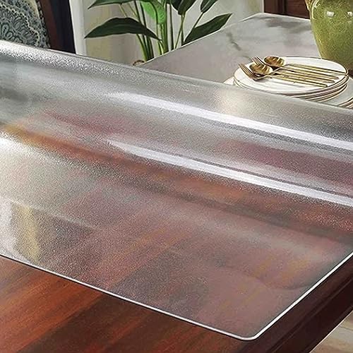 Transparenter PVC Tisch Schutzfolie, 3.0 mm Wasserdicht Mattierte Plastik Tischfolie Tischmatte, Rechteckig Transparenter Tischschutz Tischdecke, für Kaffeetische (100x190cm/39x75in) von FLAVYO