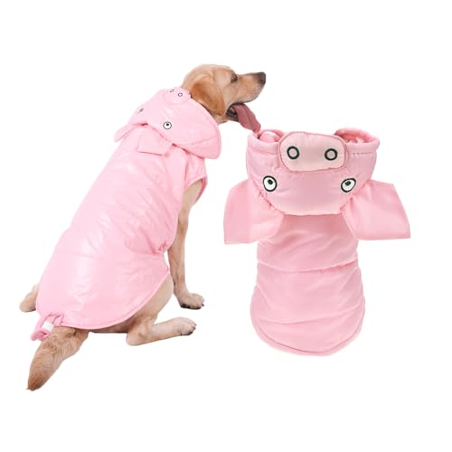 FLAdorepet Pinkes Schweinekostüm für Hunde, Ferkel, Halloween, Urlaub, Wintermantel, Schneeanzug, Kleidung für kleine, mittelgroße und große Hunde (Schwein, Größe 3XL) von FLAdorepet