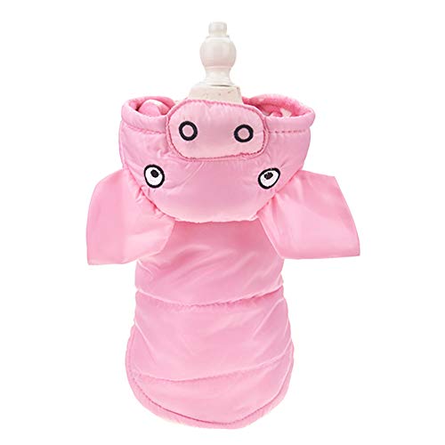 FLAdorepet Pinkes Schweinekostüm für Hunde, Ferkel, Halloween, Urlaub, Wintermantel, Schneeanzug, Kleidung für kleine, mittelgroße und große Hunde (Schwein, Größe S) von FLAdorepet