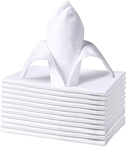 Baumwoll-Servietten, weich und bequem, langlebige Hotelqualität, ideal für Veranstaltungen und den regelmäßigen Gebrauch zu Hause, 50 x 50 cm, 12 Stück, Weiß von FLCA