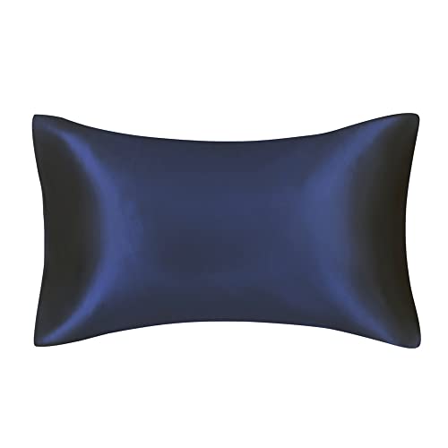 FLCA Maulbeerseide-Kissenbezug für Haar und Haut, beide Seiten Maulbeerseide, 1 Stück (Marineblau, Standard 50 x 75 cm) von FLCA