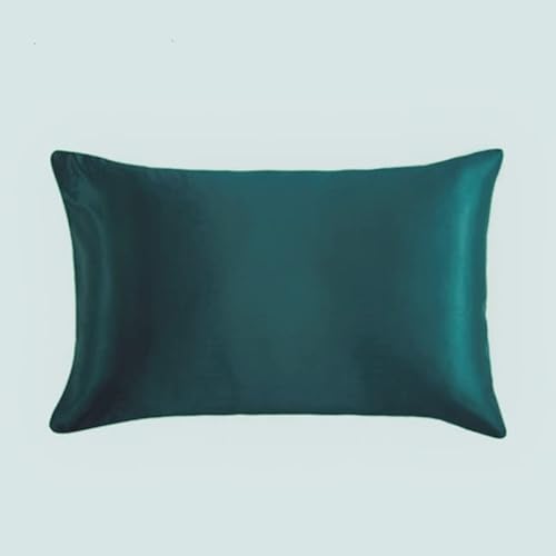 FLCA Kissenbezug aus 100 % Maulbeerseide, für Haar und Haut, beidseitig Maulbeerseide, 1 Stück (dunkles Blaugrün, Standard 50 x 75 cm) von FLCA