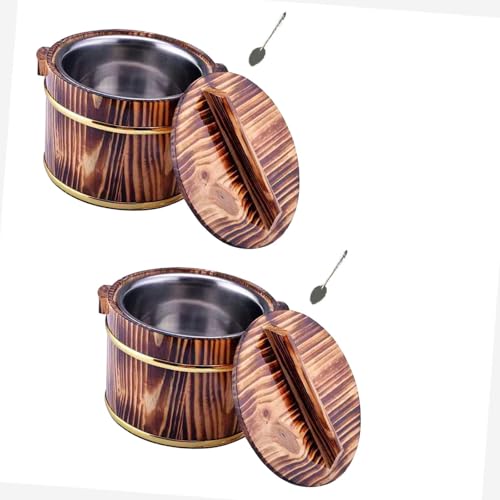FLCPJGV 2X Holz Reis Schüssel Reis Reis Barrel Reis Eimer für zu Hause Kochen Haushalt, Dunkle Farbe FLCPJGV 2X Holz Reis Schüssel Reis Reis Barrel Reis Eimer für zu Hause Kochen Haushalt, Dunkle Farbe von FLCPJGV