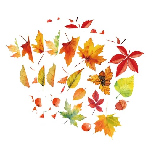 FLCPJGV 6 Bögen Fensterbilder Als Herbstliche Fensterfolie Deko Aufkleber mit Ahornblatt Motiv Als Fensterdekoration Doppelseitig Bedruckt für Eine Festliche, Stil B von FLCPJGV