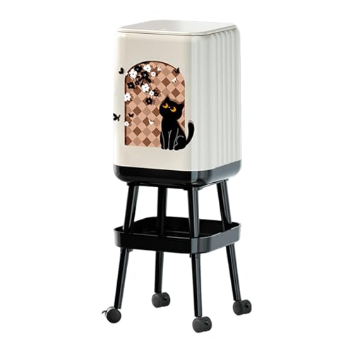 FLCPJGV Druckbetätigter Mülleimer mit Rädern Und Lagerregal Großer Abfallbehälter mit Deckel Ergonomisch für Küche Und Büro, Style B von FLCPJGV