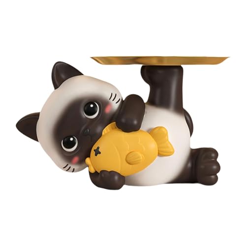 FLCPJGV Harz Katze Beistelltisch mit Tablett Eingangstisch Home Decor Schlafzimmer Katze Statue von FLCPJGV
