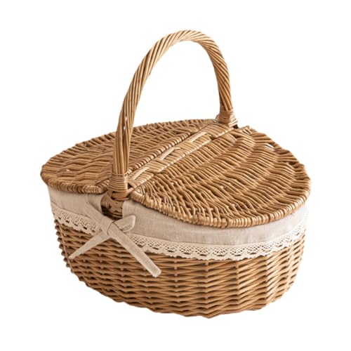 FLCPJGV Hochwertiger Picknickkorb Aus Naturmaterialien, Ideal für Outdoor Aktivitäten, 26cmx18cmx13cm von FLCPJGV