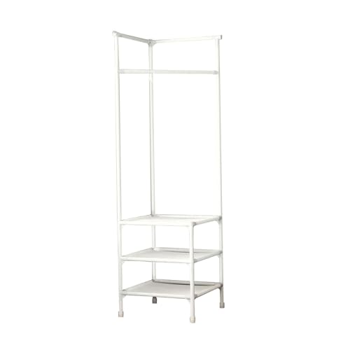 FLCPJGV Kleiderständer Eckregal Platzsparend Garderobe Hochleistung, Dreischichtiges Weiß von FLCPJGV