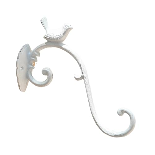 FLCPJGV Pflanzenhaken Als Stabile Wandhalterung Schwerlast Laternenhalter Und Hängekorb Halterung Gusseisenbügel mit Vogel für Futterspender, Weiß FLCPJGV Pflanzenhaken Als Stabile Wandhalterung Schwerlast Laternenhalter Und Hängekorb Halterung Gusseisenbügel mit Vogel für Futterspender, Weiß von FLCPJGV