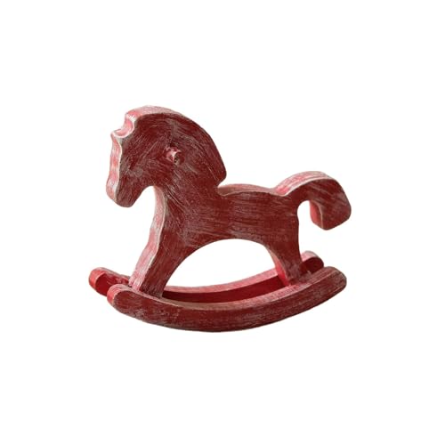 FLCPJGV Schaukelpferd Tierfigur Schreibtischstatue Ziergegenstand Ornament Aus Holz mit Platzsparender Form für Die Dekoration Im Büro Und Die Heimdekoration, Rot von FLCPJGV