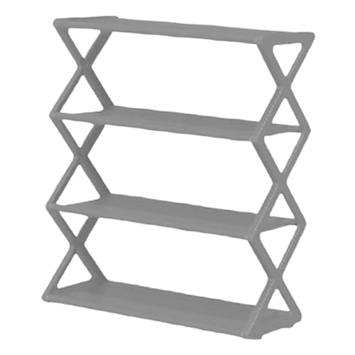 FLCPJGV Schuhablage mit Vier Ebenen und offenem Design in den Maßen von 41.9 x 18.5 x 49.4 cm, Grau von FLCPJGV