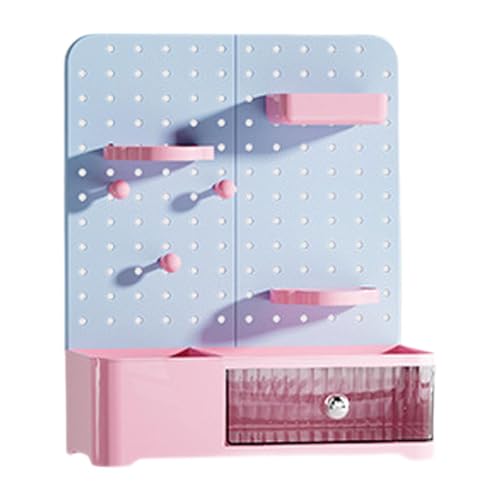 FLCPJGV Stifte Organizer Multifunktionaler Schreibtisch Organizer mit Schubladen Aufbewahrungsbox Pegboard System Und Abnehmbarem Korb Aus PP Material für Bü, Blau Rosa von FLCPJGV